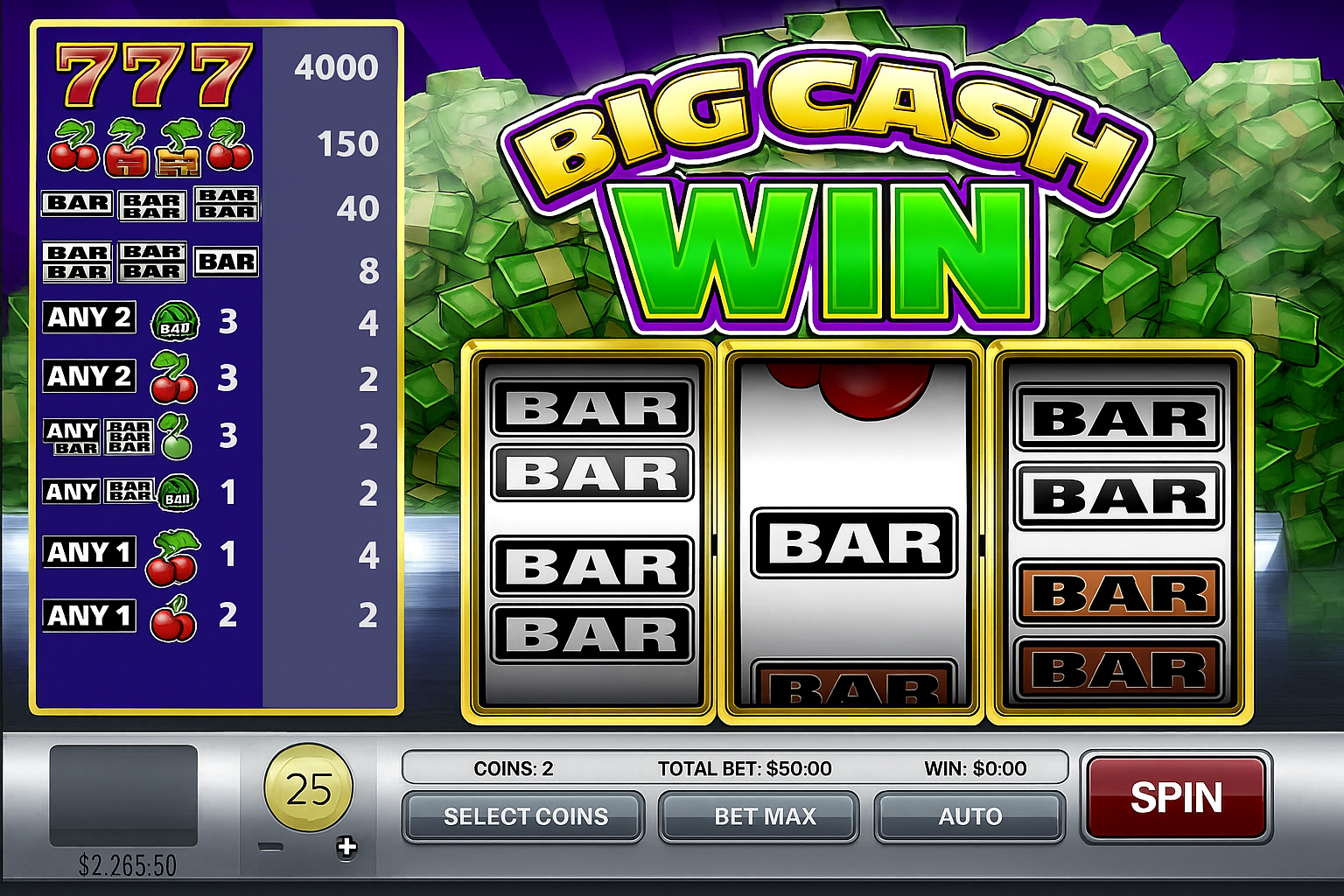 Big Cash Win gameplay